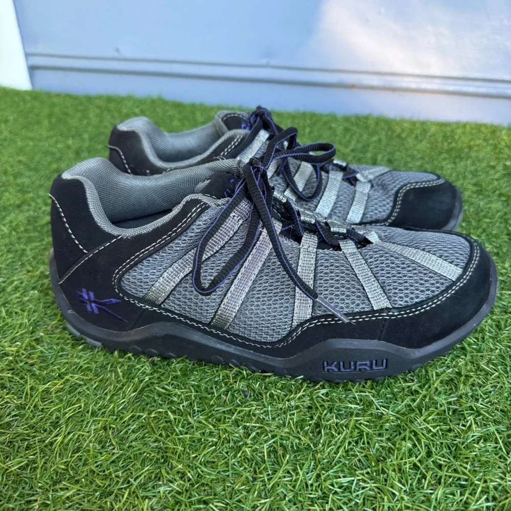 Kuru Quantum Women 7 Black Gray Mesh Orthopedic Hiking Walking Shoes Gorpcore